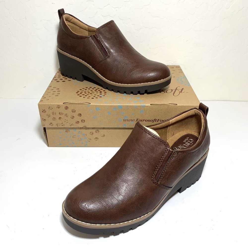 Eurosoft by Sofft Emari Slip On Boots Block Heel Booties Redwood Brown Size 9